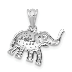 14k White Gold Diamond Elephant Pendant