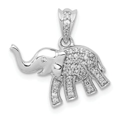 14k White Gold Diamond Elephant Pendant