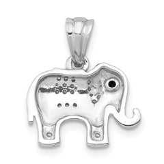 14k White Gold Black/White Diamond Elephant Pendant