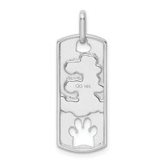 14k White Gold Polished Live Love Adopt Paw Dag Tag Pendant