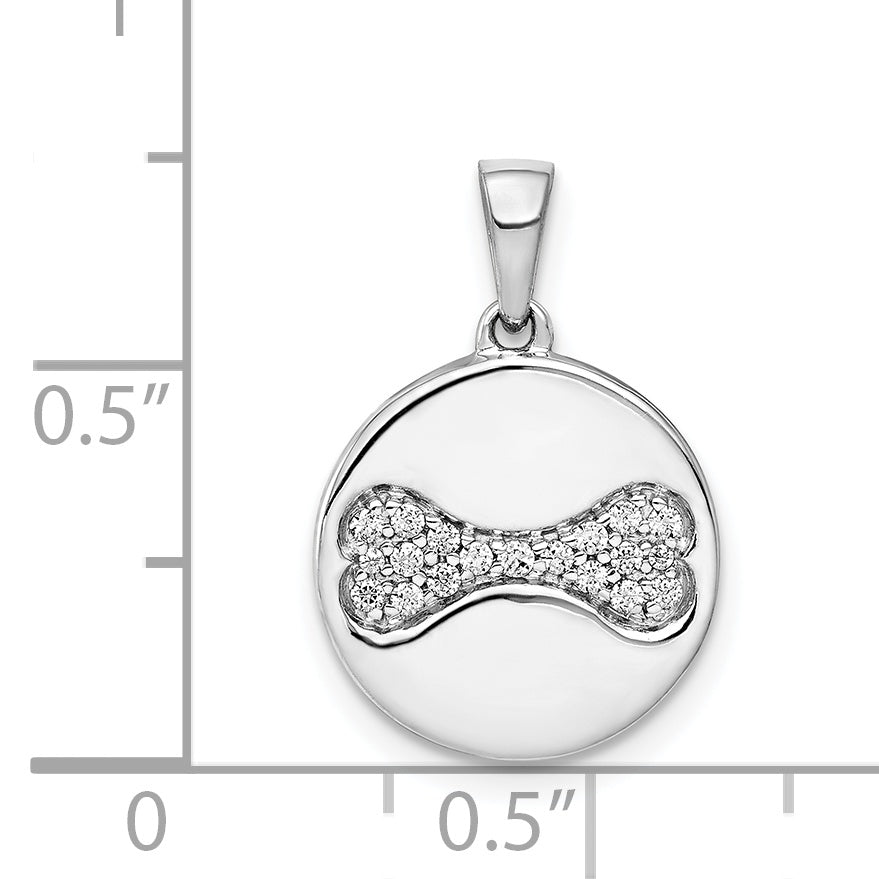 14k White Gold Diamond Bone Pendant