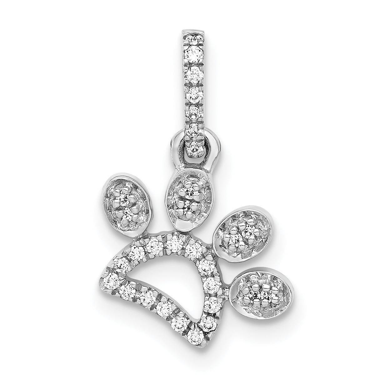 14k White Gold 1/10ct. Diamond Paw Print Pendant