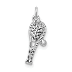 14k White Gold Diamond Racket and Ball Pendant