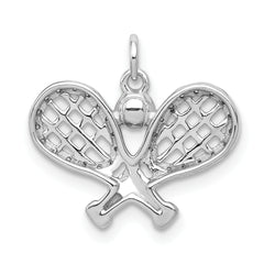 14k White Gold Diamond Rackets and Ball Pendant