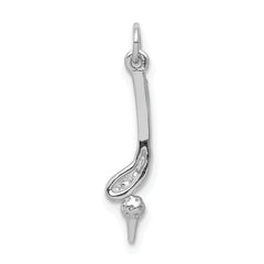 14k White Gold Diamond Golf Club and Ball Pendant