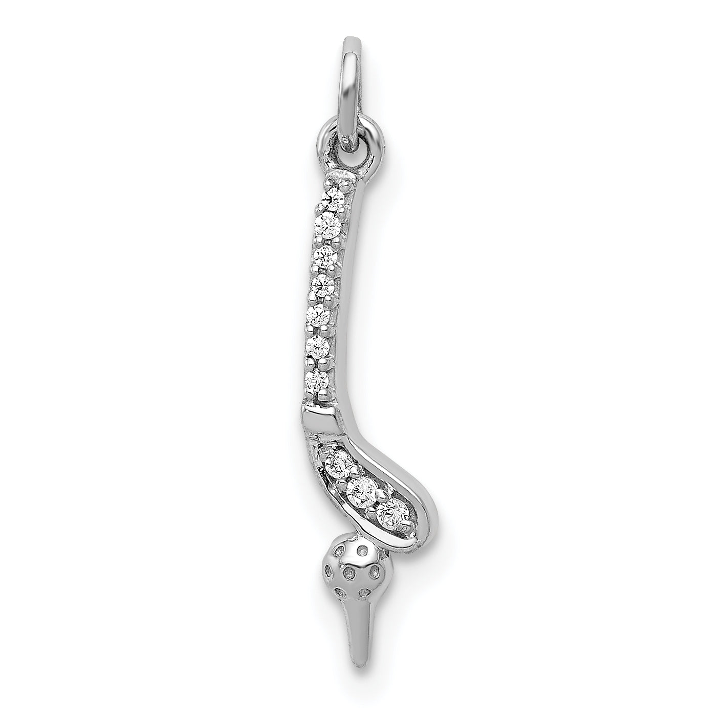 14k White Gold Diamond Golf Club and Ball Pendant