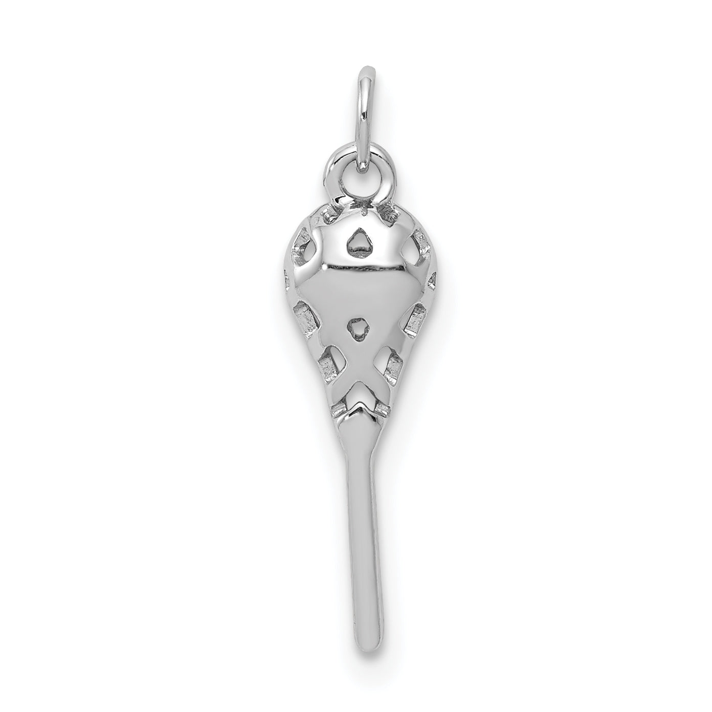 14k White Gold Diamond Lacrosse Stick Pendant