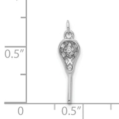 14k White Gold Diamond Lacrosse Stick Pendant