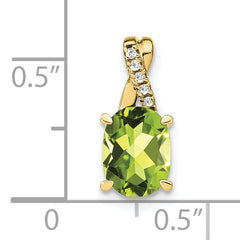 10k Oval Peridot and Diamond Pendant