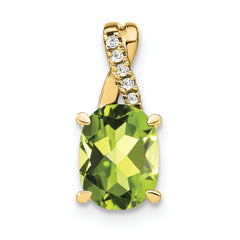 10k Oval Peridot and Diamond Pendant