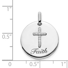 14k White Gold Diamond Cross Faith Pendant