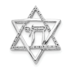 14k White Gold 1/10ct. Diamond Star of David w/Chai Chain Slide