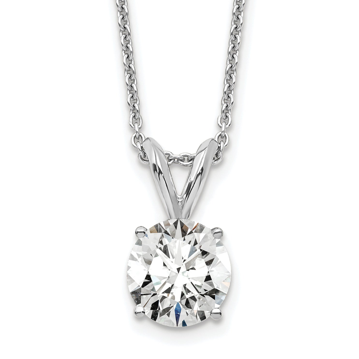 14k WG 3/4 carat total weight Round Certified VS/SI DEF Lab Grown Diamond Solitaire 18in Necklace