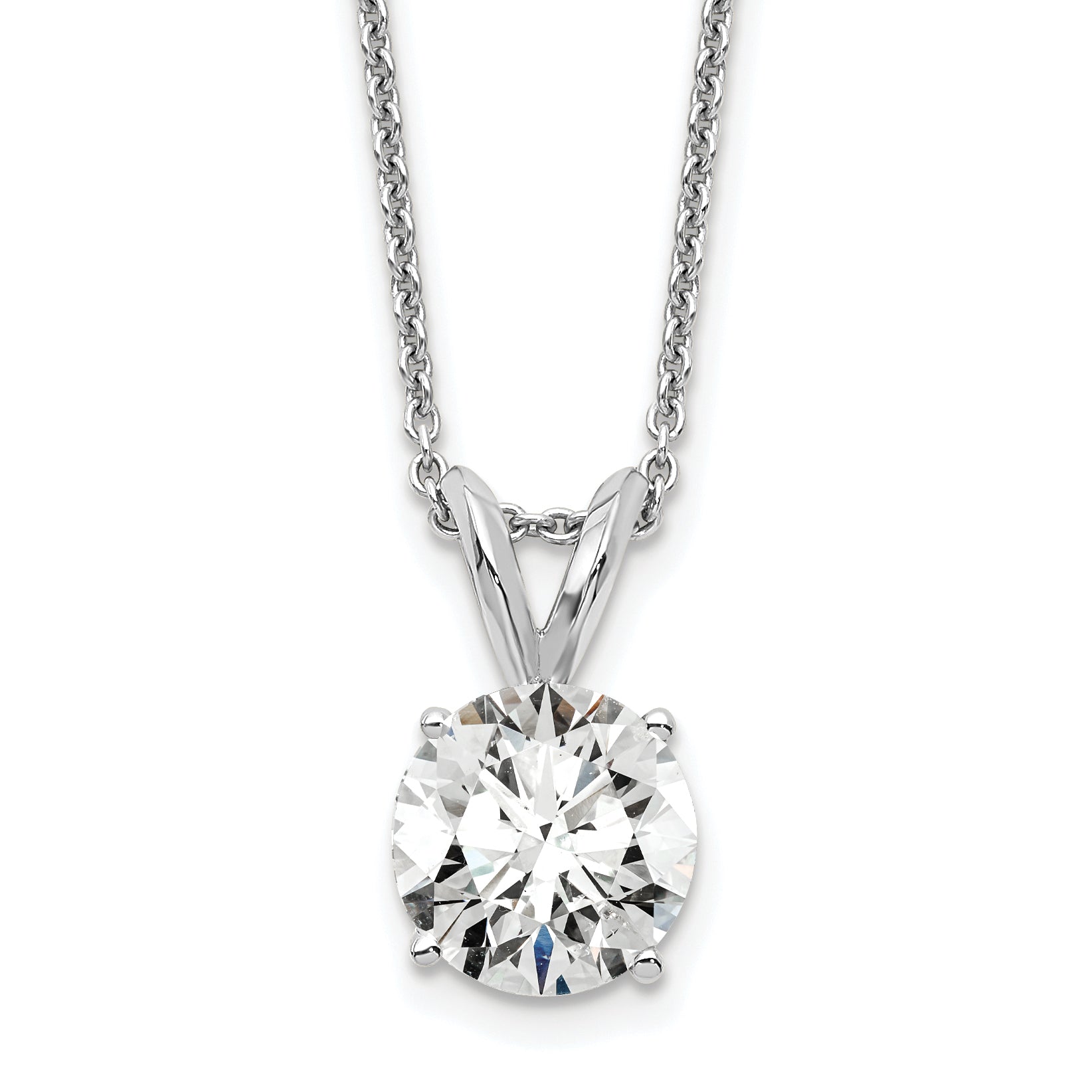 14k WG 1 carat total weight Round Certified VS/SI DEF Lab Grown Diamond Solitaire 18in Necklace