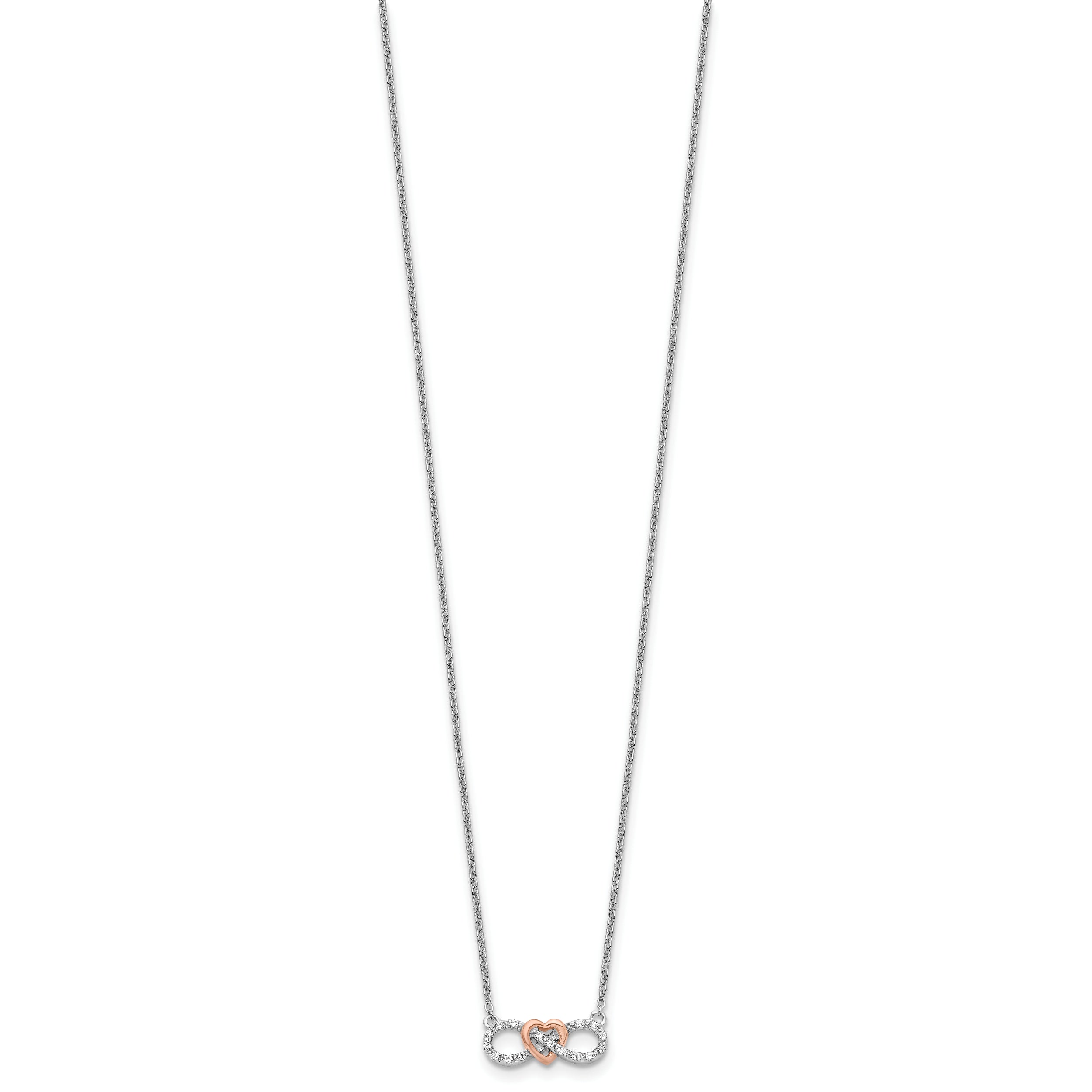 14K Two-Tone Lab Grown Diamond Heart Infinity Necklace