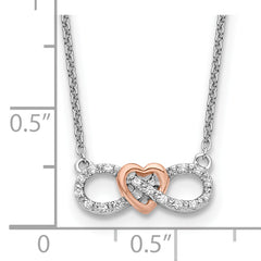 14K Two-Tone Lab Grown Diamond Heart Infinity Necklace