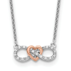 14K Two-Tone Lab Grown Diamond Heart Infinity Necklace