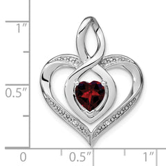 Sterling Silver Rhodium-plated Garnet and Diamond Pendant