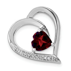 Sterling Silver Rhodium-plated Garnet and Diamond Pendant