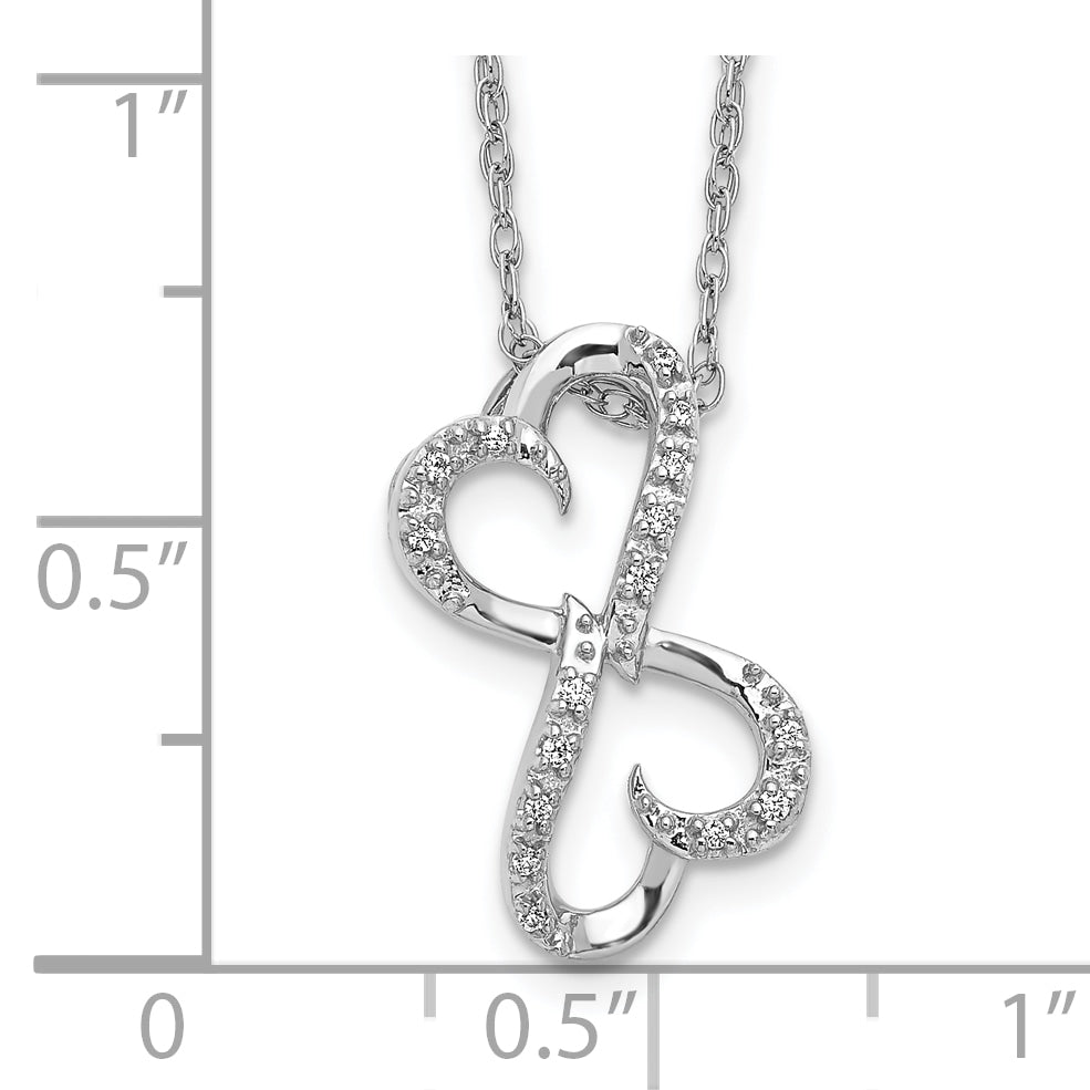 10k White Gold Diamond Heart 18 inch Necklace