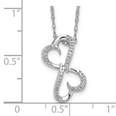 10k White Gold Diamond Heart 18 inch Necklace