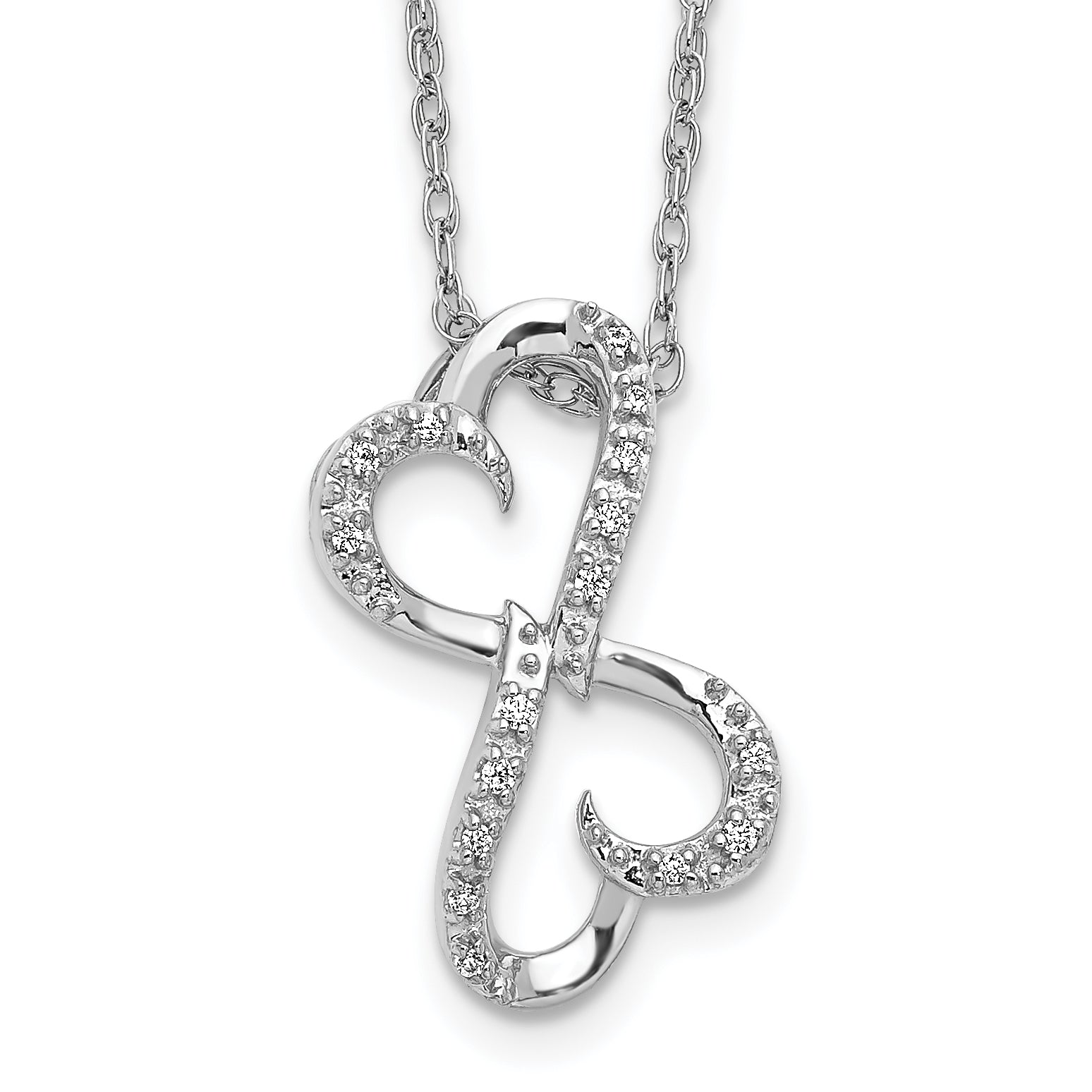 10k White Gold Diamond Heart 18 inch Necklace