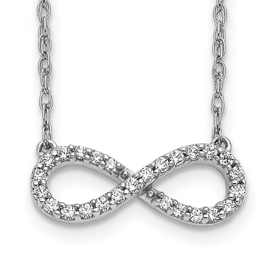 10k White Gold Polished Diamond Infinity Symbol 18 inch Necklace