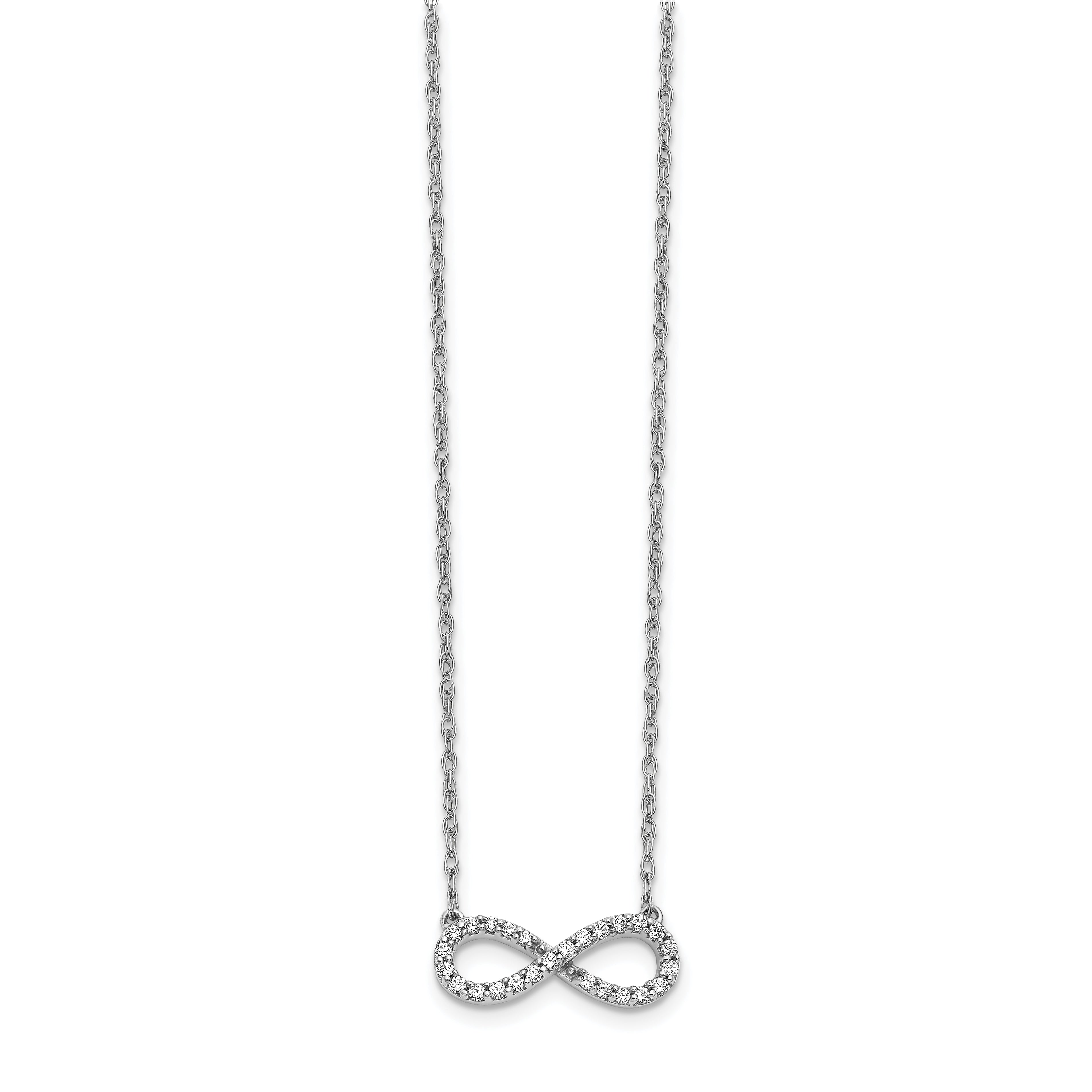 14K White Gold Lab Grown Polished Diamond Infinity Symbol 18 inch Necklace