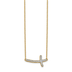 10k Diamond Sideways Cross 18in Necklace