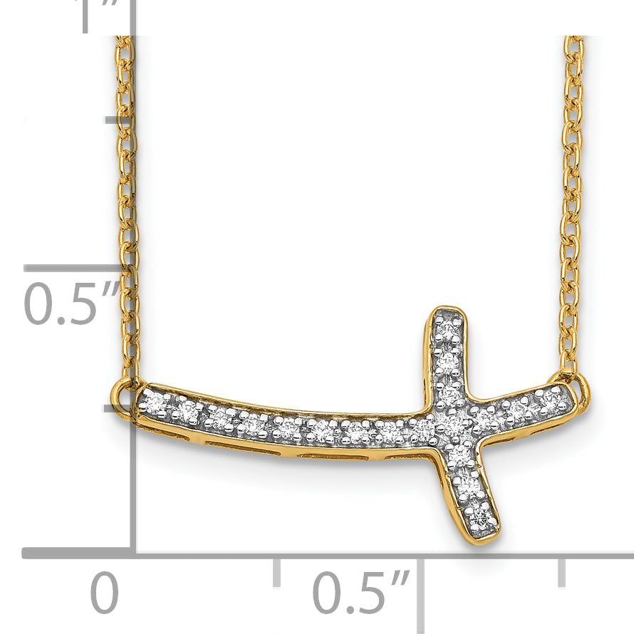 10k Diamond Sideways Cross 18in Necklace