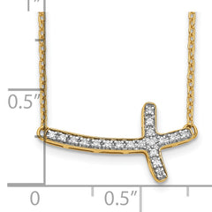 10k Diamond Sideways Cross 18in Necklace