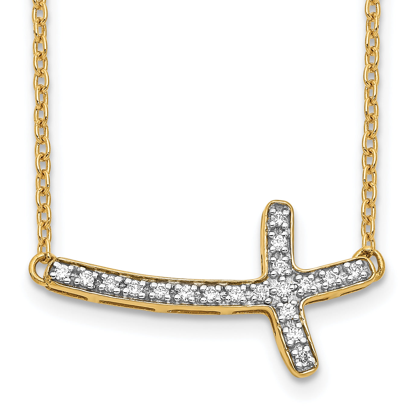 10k Diamond Sideways Cross 18in Necklace