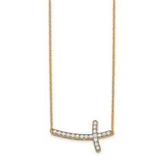 10k Diamond Sideways Cross 18in Necklace