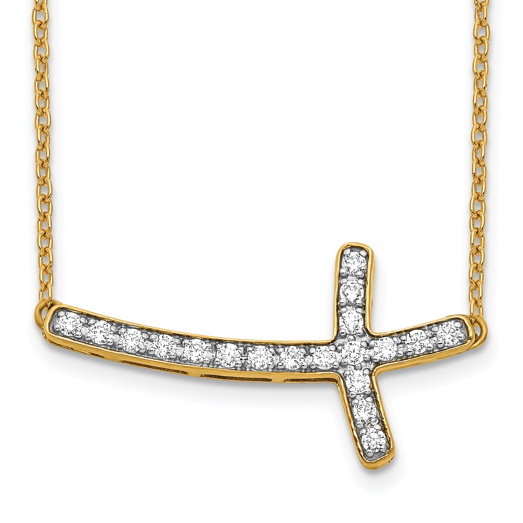 10k Diamond Sideways Cross 18in Necklace