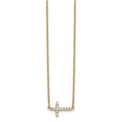 10k Diamond Sideways Cross 18in Necklace