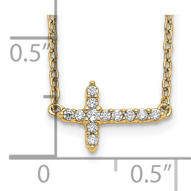 10k Diamond Sideways Cross 18in Necklace