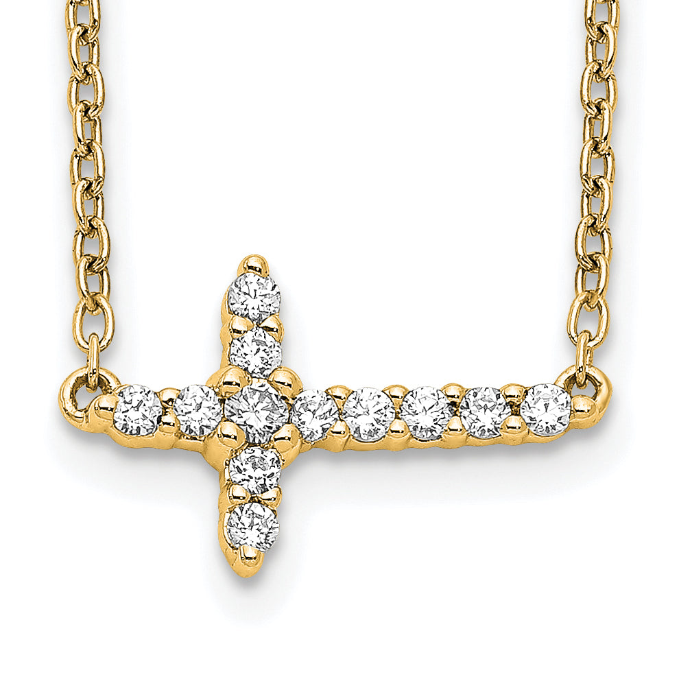 10k Diamond Sideways Cross 18in Necklace