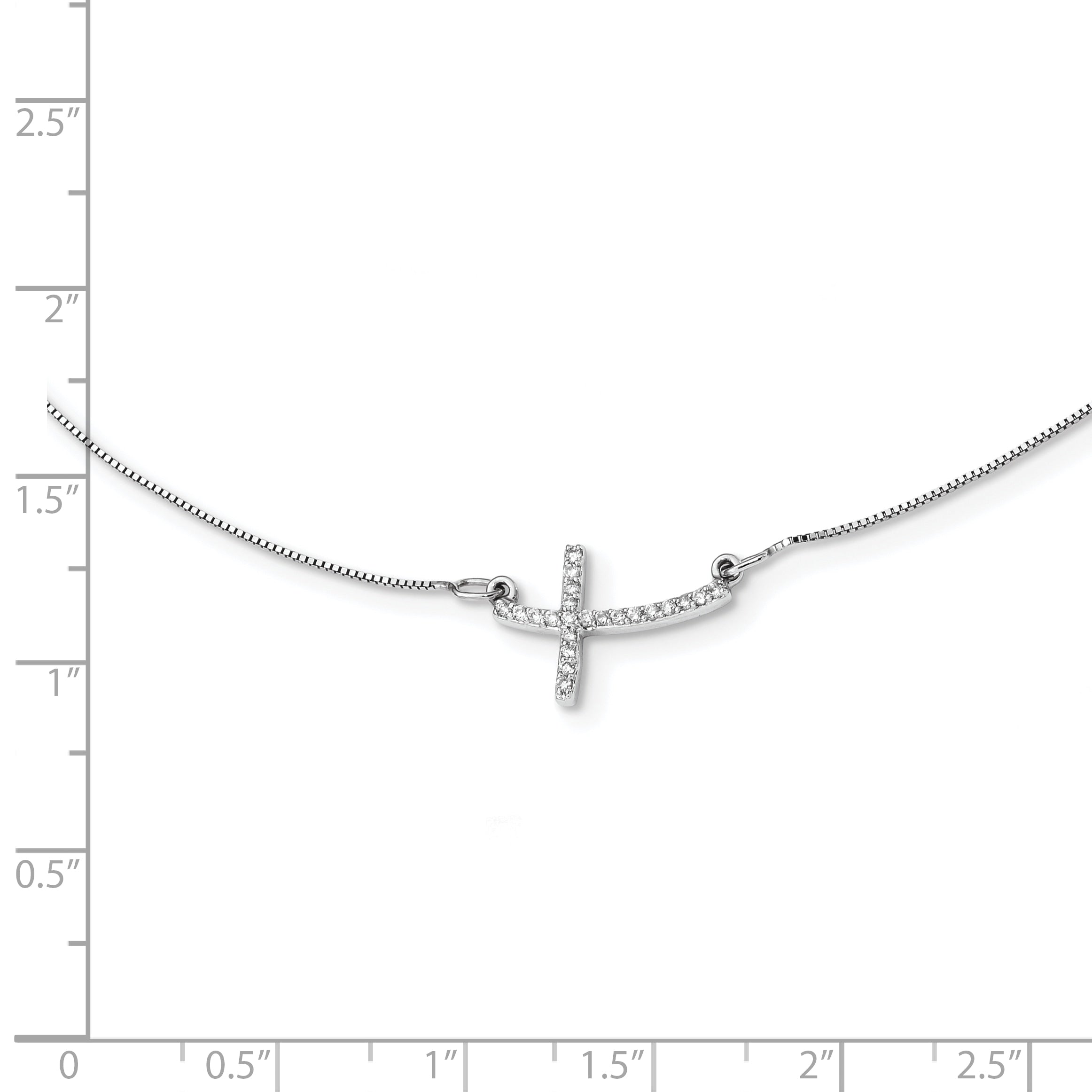 10k White Gold Diamond Sideways Cross 18 in. Necklace