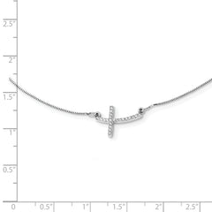 10k White Gold Diamond Sideways Cross 18 in. Necklace