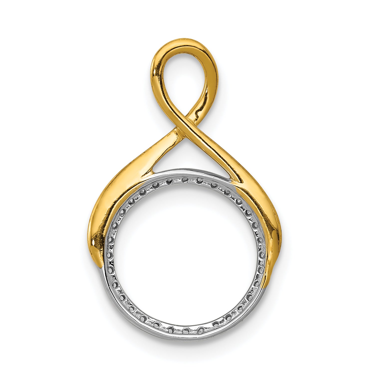 14K Two-tone Lab Grown Diamond Fancy Circle Chain Slide