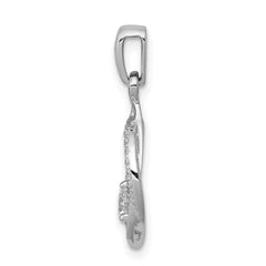 14K White Gold Lab Grown Diamond Fancy Circle and Teardrop Pendant