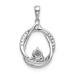 14K White Gold Lab Grown Diamond Fancy Circle and Teardrop Pendant