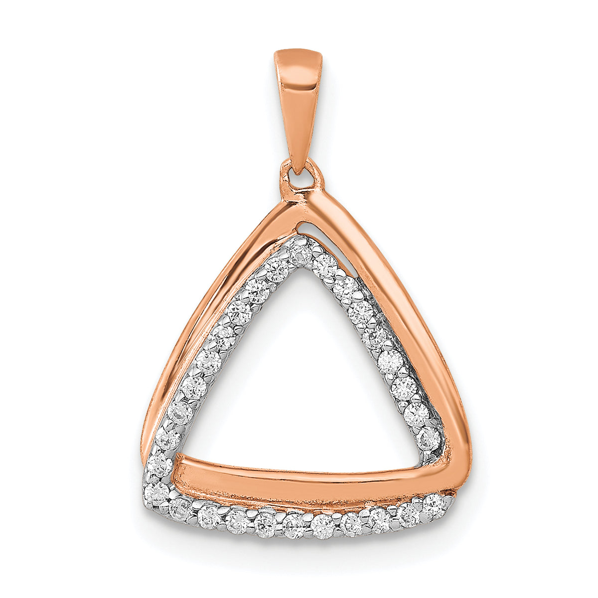 14K Rose Gold Lab Grown Diamond Double Triangle Pendant