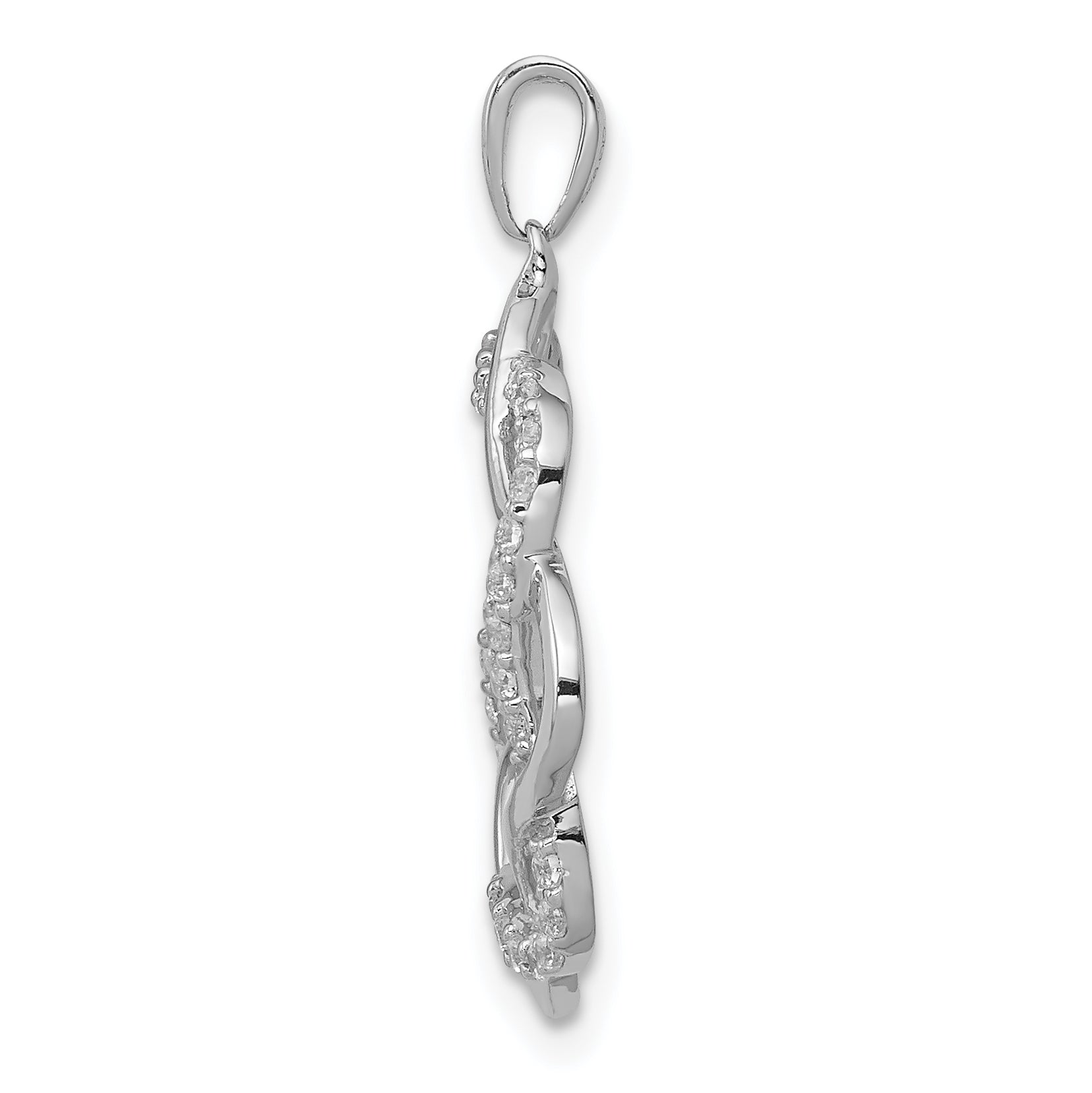 14K White Gold Lab Grown Diamond Twisted Pendant