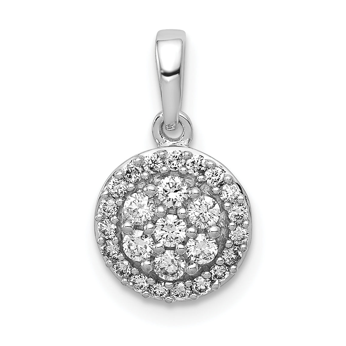 10k White Gold 1/4ct. Diamond Round Halo Cluster Pendant