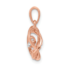 14K Rose Gold Lab Grown Diamond Vibrant Intertwined Rings Pendant