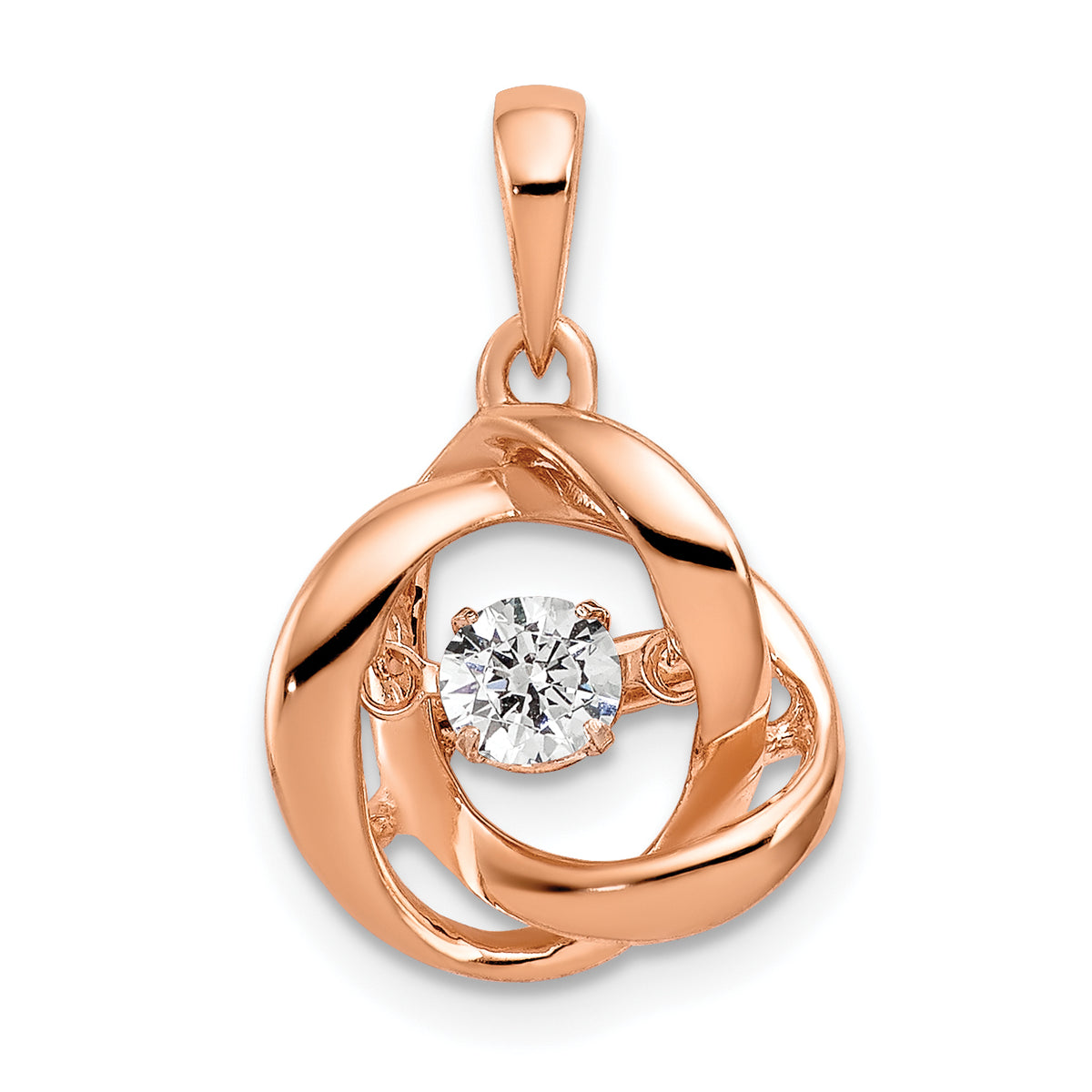 14K Rose Gold Lab Grown Diamond Vibrant Intertwined Rings Pendant