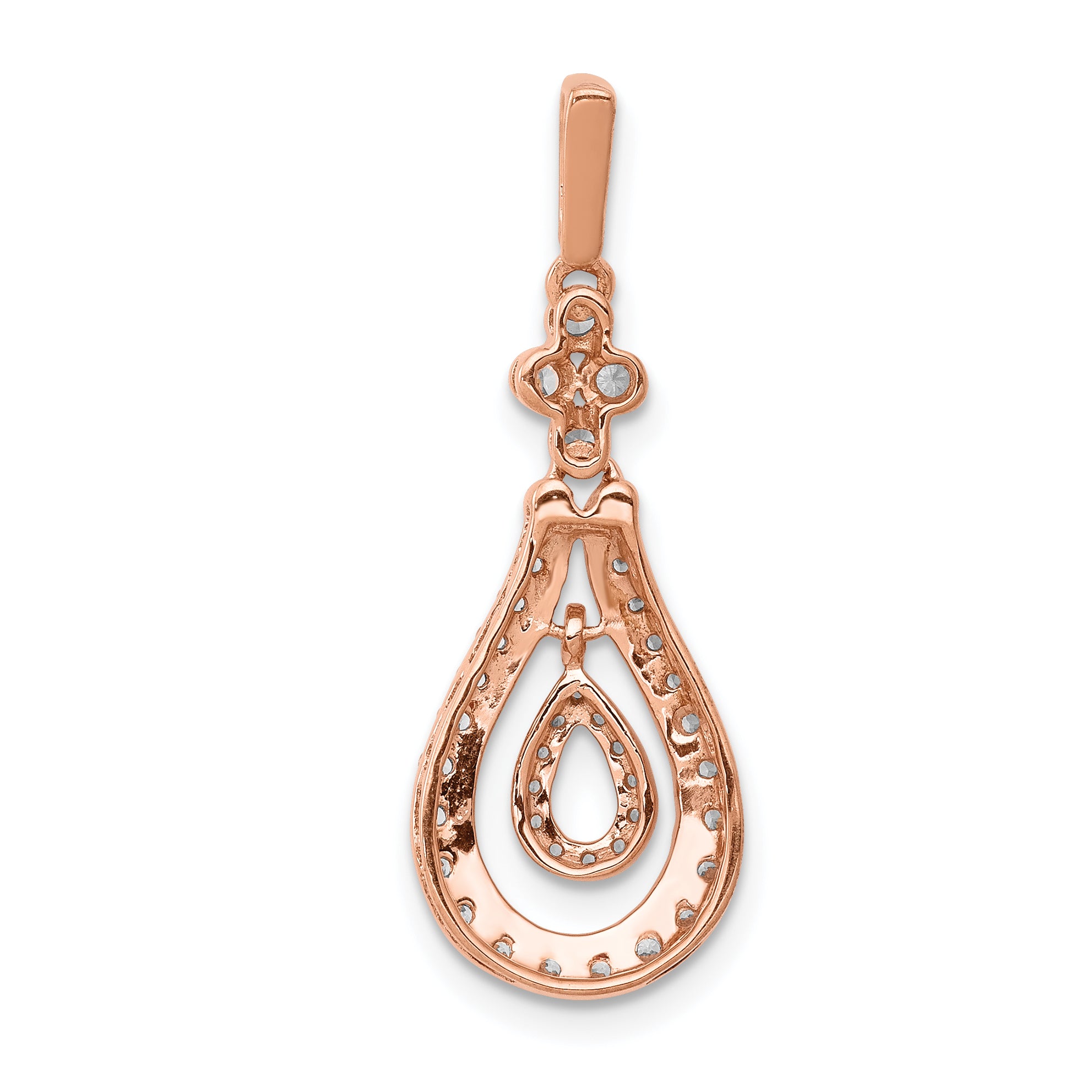 14K Rose Gold Lab Grown Diamond Double Teardrop Dangle Pendant