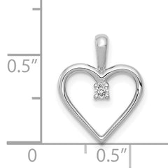 14k White Gold AA .03ct. Diamond Heart Pendant