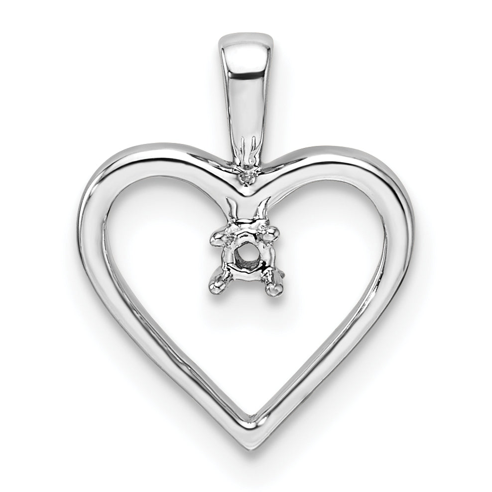 14k White Gold Heart Pendant Mounting